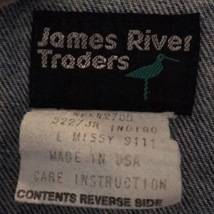 James River Trader. Made in USA .  Womens large. Heavy denim jacket.